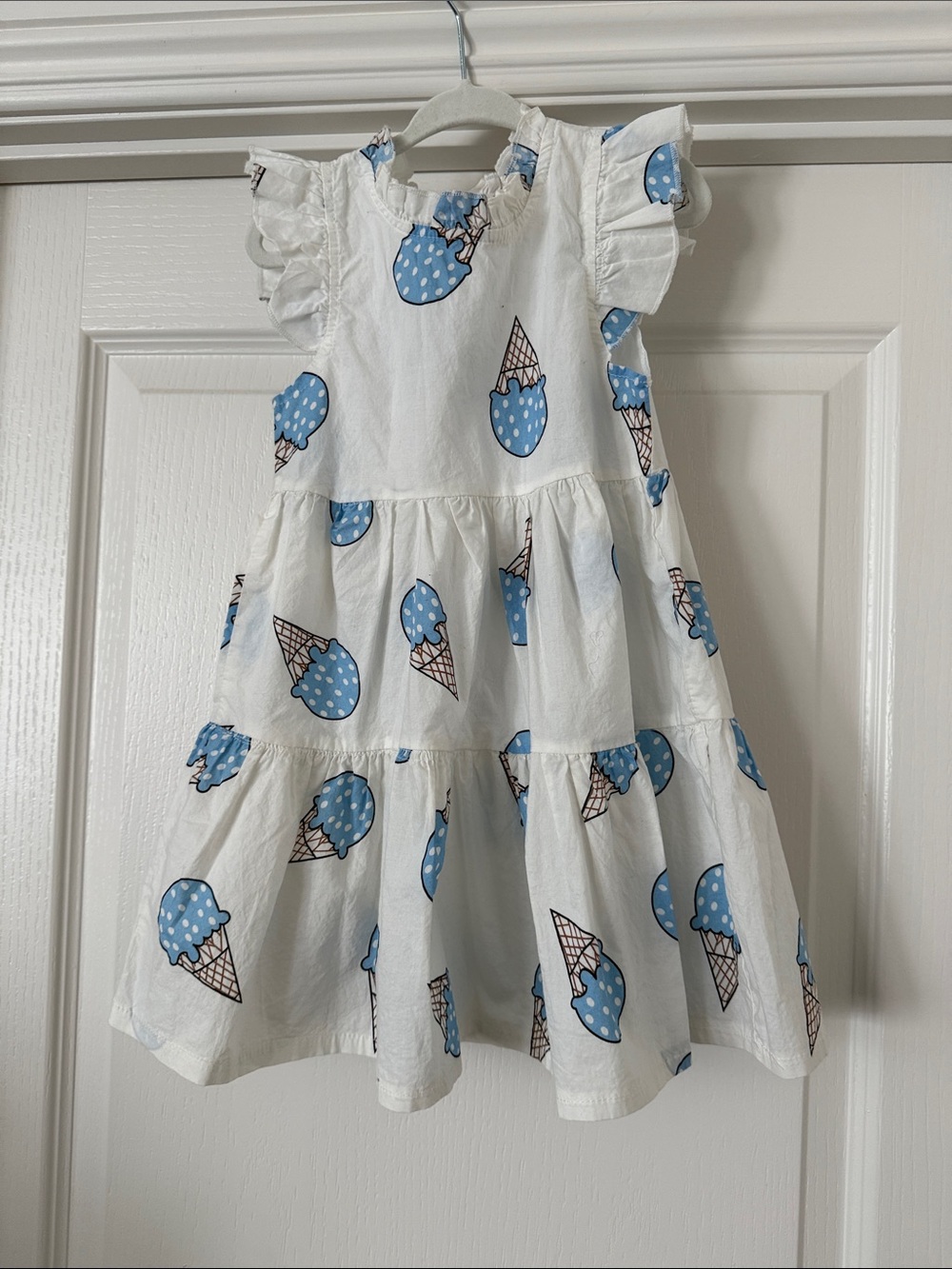 Funkyberry White Dress with Blue Ice Cream Print
